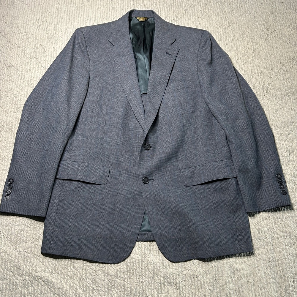 Palm Beach Vintage Grey Glen Plaid Sport Coat Blazer Bullock's USA Made 44R